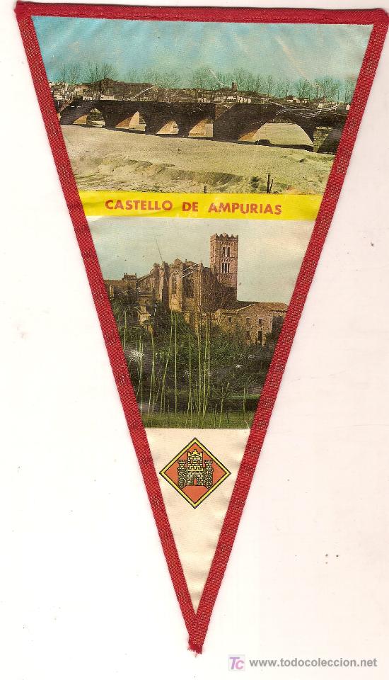 Banderines de colecci&oacute;n: Banderin Castello de Ampurias.( Ampuries) 25 x 13 cm