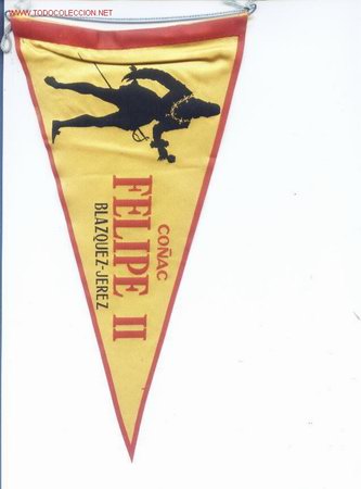 Collection pennants: Banderin Felipe II.blazquez.jerez a&ntilde;os 60.seda
