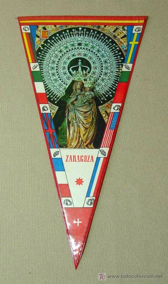 Banderines de colecci&oacute;n: BANDERIN, VIRGEN, ZARAGOZA, PLASTIFICADO, MEDIDAS: 28 X 15 CM.