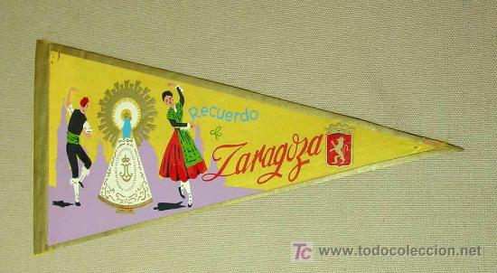 Banderines de colecci&oacute;n: BANDERIN, RECUERDO DE ZARAGOZA, DE TELA, PINTADA, MEDIDAS: 27X14.5 CM