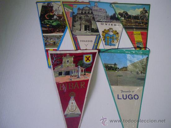 Sammlung von Wimpeln: LOTE DE 7 BANDERINES DIFERENTES (MUROS DE NALON, EIBAR,LUGO,MADRID, OVIEDO, TOLEDO, REC. DE ESPA&Ntilde;A)