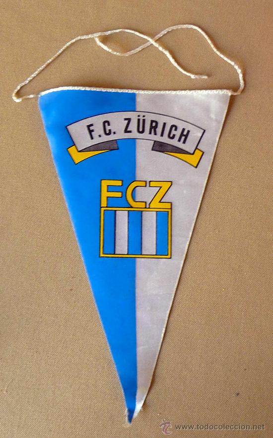 Bandierine di collezione: BANDERIN, FUTBOL, F. C. ZURICH, FCZ, DE TELA, MEDIDAS: 27X16 CM