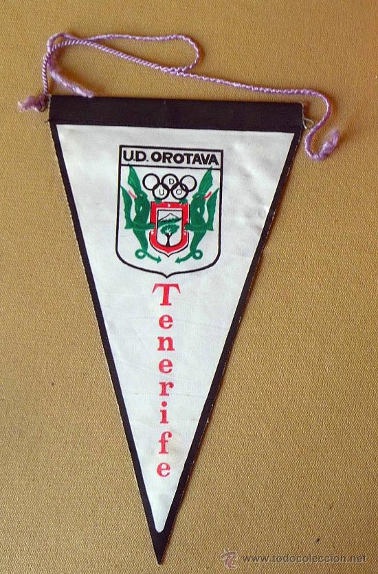 Bandierine di collezione: BANDERIN, FUTBOL, U. D. OROTAVA, TENERIFE, DE TELA, MEDIDAS: 26.5X15 CM