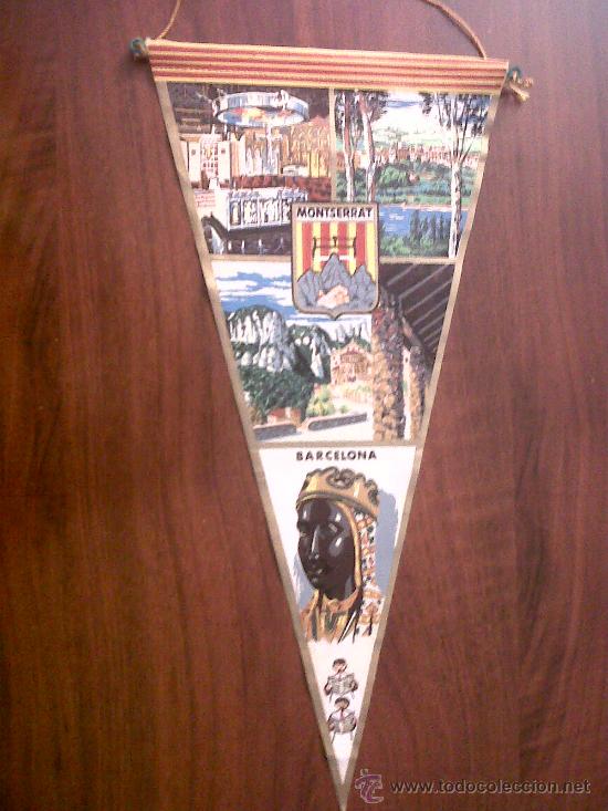 Fanions de collection: BANDERIN DE MONTSERRAT-BARCELONA-TELA -MEDIDAS 18X38