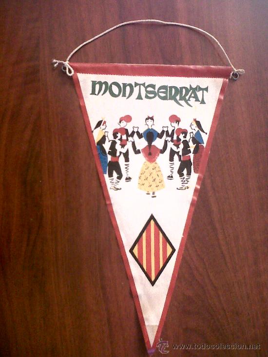 Fanions de collection: ANTIGUO BANDERIN MONTSERRAT -TELA-14X25