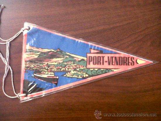Fanions de collection: BANDERIN ANTIGUO PORT-VENDRES-COTE VERMEILLE-PLASTIFICADO 12X20