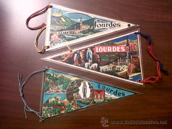 Fanions de collection: LOTE DE 3 BANDERINES LOURDES(FRANCIA) PLASTIFICADOS
