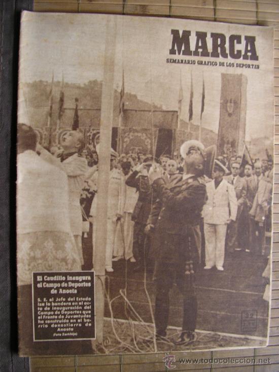 Banderines de colecci&oacute;n: MARCA SEMANARIO EL CAUDILLO INAGURA EL CAMPO DE DEPORTES DE ANOETA 1950