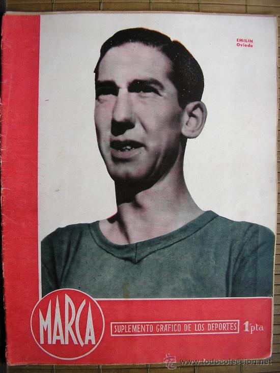 Banderines de colecci&oacute;n: MARCA SUPLEMENTO GRAFICO DE LOS DEPORTES 1944 N&ordm; 109 EN PORTADA EMILIN FC OVIEDO