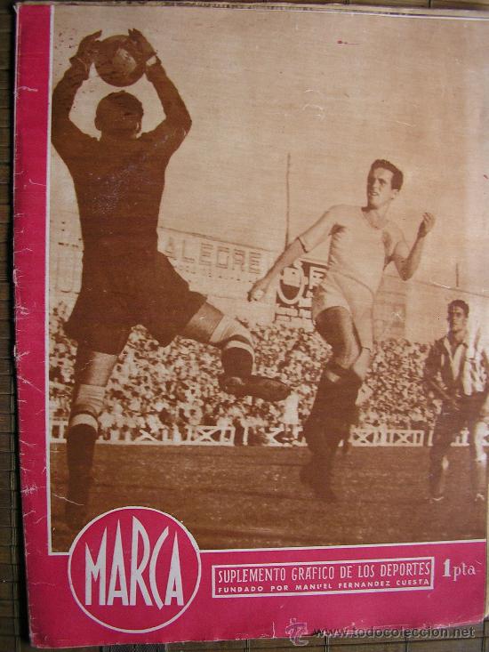 Collection pennants: MARCA SUPLEMENTO GRAFICO DE LOS DEPORTES 1945 N&ordm; 156 EL MADRID VENCE AL BARCELONA BAR&Ccedil;A