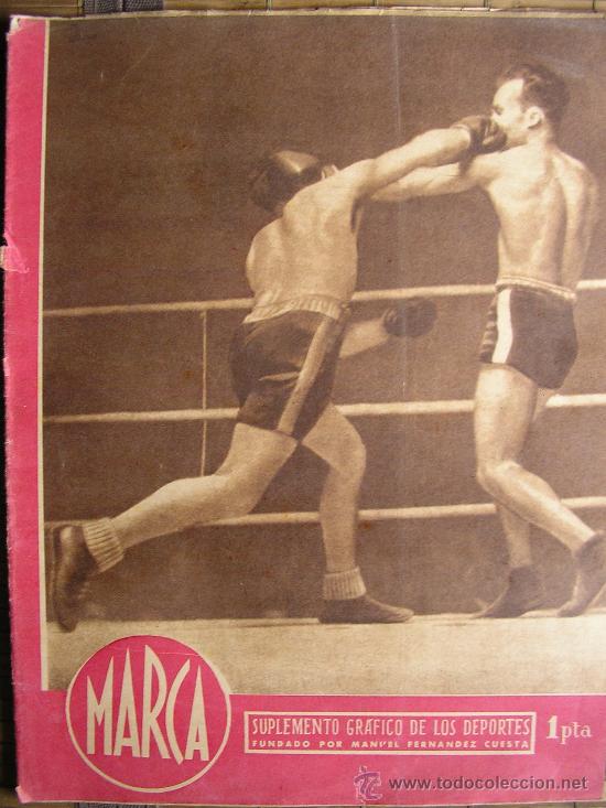Collection pennants: MARCA SUPLEMENTO GRAFICO DE LOS DEPORTES 1945 N&ordm; 159 BOXEO Y EL BARCELONA VENCE AL CASTELLON