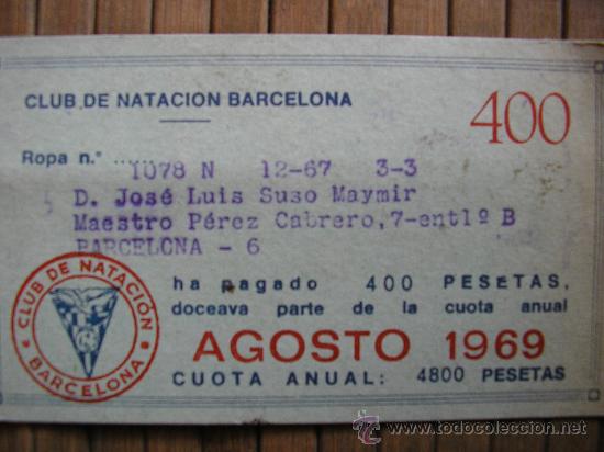 Collection pennants: CARNET CLUB DE NATACION DE BARCELONA 1969