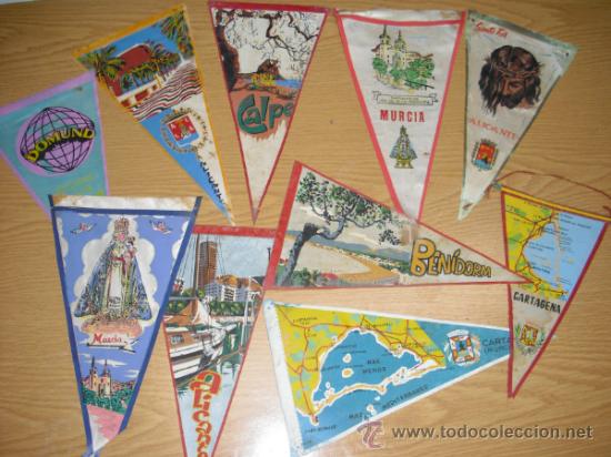 Bandierine di collezione: LOTE DE 10 BANDERINES DE TELA A&Ntilde;OS 60