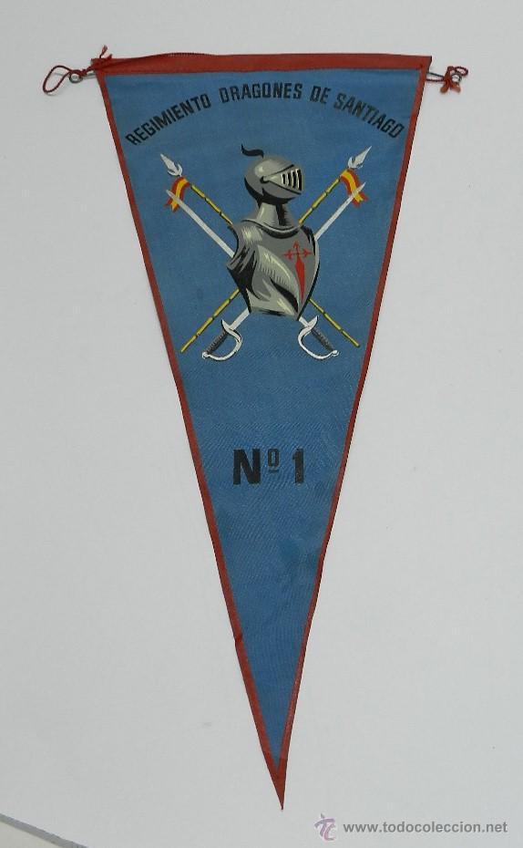 Banderines de colecci&oacute;n: ANTIGUO BANDERIN DE DRAGONES DE SANTIAGO NUM. 1, MIDE 37 CMS.