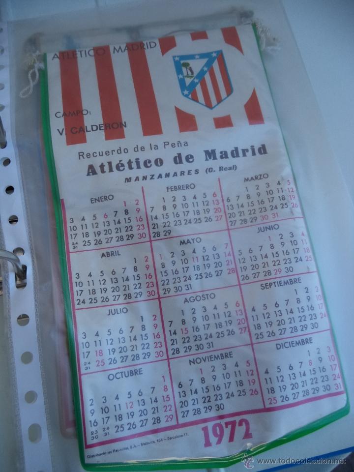 Collection pennants: BANDERIN AT. DE MADRID - RECUERDO DE LA PE&Ntilde;A DE MANZANARES DEL A&Ntilde;O 1972 CON CALENDARIO