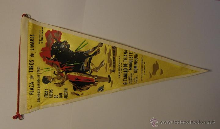Banderines de colecci&oacute;n: Banderin taurino toros Linares, de la corrida en que muri&oacute; Manolete.