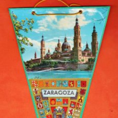Banderines de colección: BANDERIN - ZARAGOZA - EL PILAR - ESCUDO ESPAÑA AGUILA - PLASTICO - REVERSO SIN DIBUJO - AÑOS 60 / 70. Lote 47873259