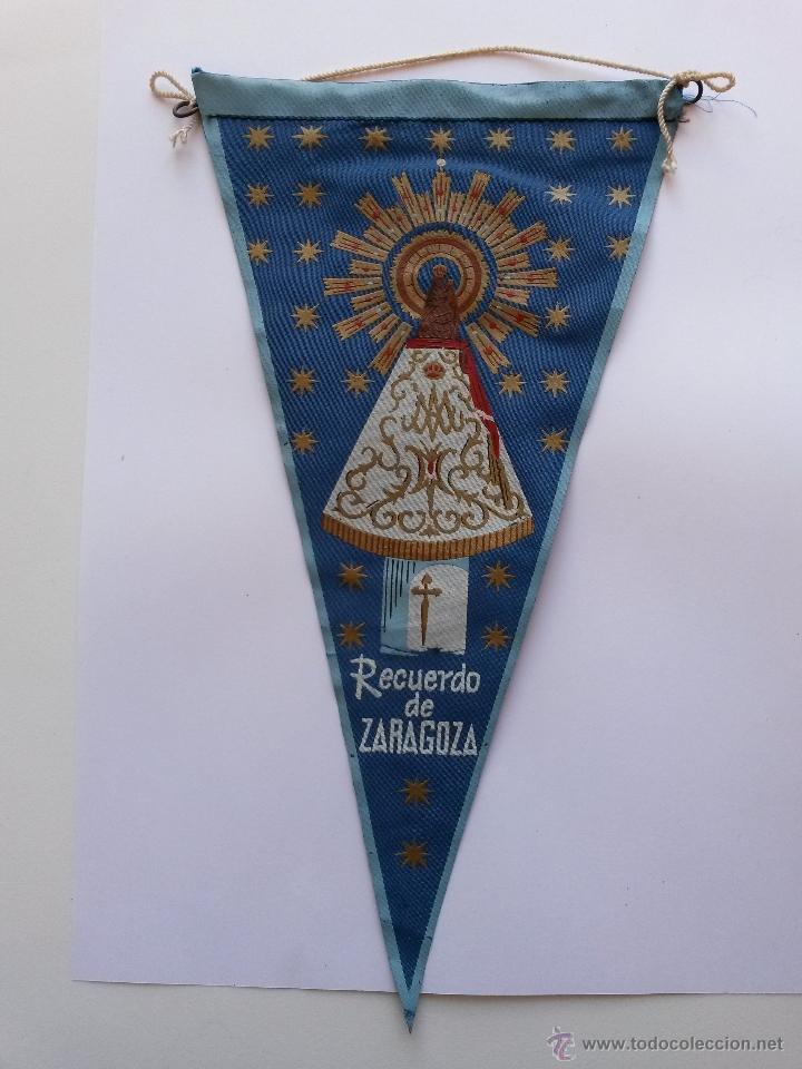 Banderines de colecci&oacute;n: Banderin recuerdo de zaragoza ,virgen del pilar de 27 cms
