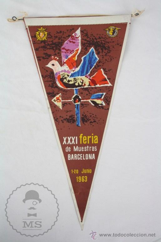 Bandierine di collezione: Bander&iacute;n de Tela, A&ntilde;o 1963 - XXXI Feria Muestras Barcelona - Medidas 28 x 15 Cm
