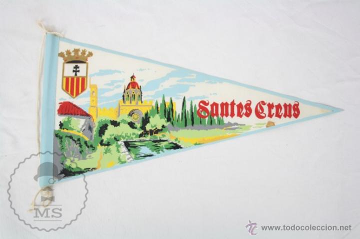 Fanions de collection: Bander&iacute;n de Tela, A&ntilde;os 60-70 - Santes Creus - Medidas 28 x 14 Cm