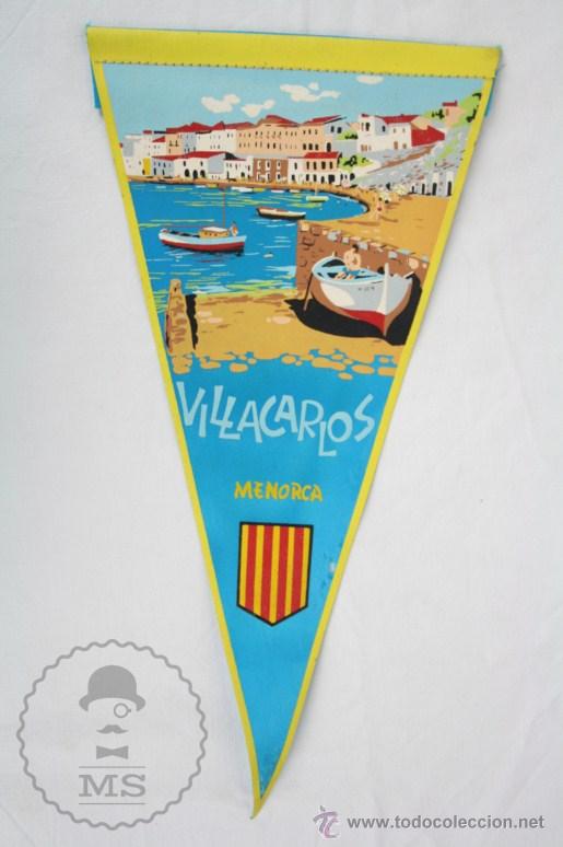 Sammlung von Wimpeln: Bander&iacute;n de Tela, A&ntilde;os 60-70 - Villacarlos, Menorca - Medidas 28 x 14,5 Cm