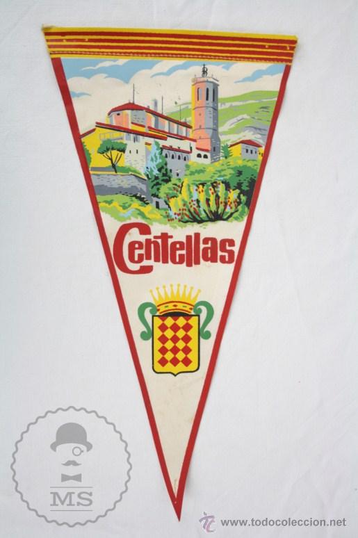 Sammlung von Wimpeln: Bander&iacute;n de Tela, A&ntilde;os 60-70 - Centellas / Centelles - Medidas 28 x 14,5 Cm