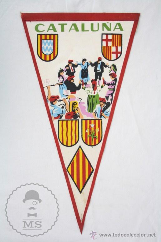 Sammlung von Wimpeln: Bander&iacute;n de Tela, A&ntilde;os 60-70 - Catalu&ntilde;a - Sardana / Sardanistas - Medidas 27,5 x 14 Cm