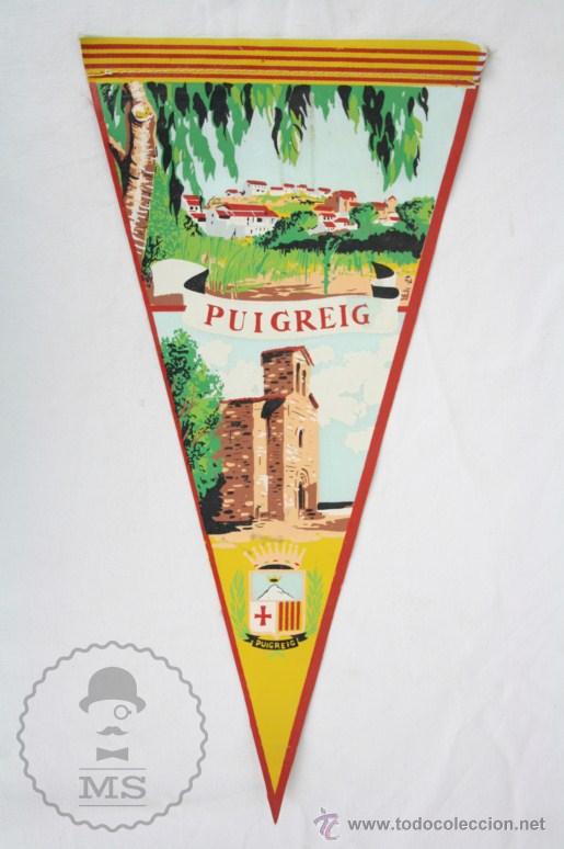 Sammlung von Wimpeln: Bander&iacute;n de Tela, A&ntilde;os 60-70 - Puigreig - Medidas 28,5 x 14,5 Cm