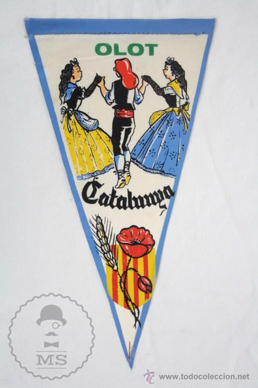 Sammlung von Wimpeln: Bander&iacute;n de Tela, A&ntilde;os 60-70 - Olot. Catalunya - Sardana - Medidas 25 x 13,5 Cm