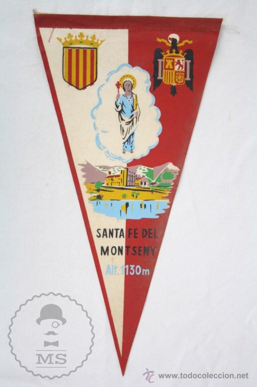 Sammlung von Wimpeln: Bander&iacute;n de Tela, A&ntilde;os 60-70 - Santa Fe del Montseny - Medidas 27 x 14 Cm