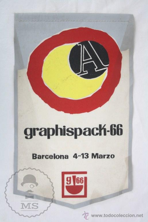 Sammlung von Wimpeln: Bander&iacute;n de Tela, A&ntilde;os 60-70 - Graphispack-66, Barcelona. A&ntilde;o 1966 - Medidas 24 x 14.5 Cm