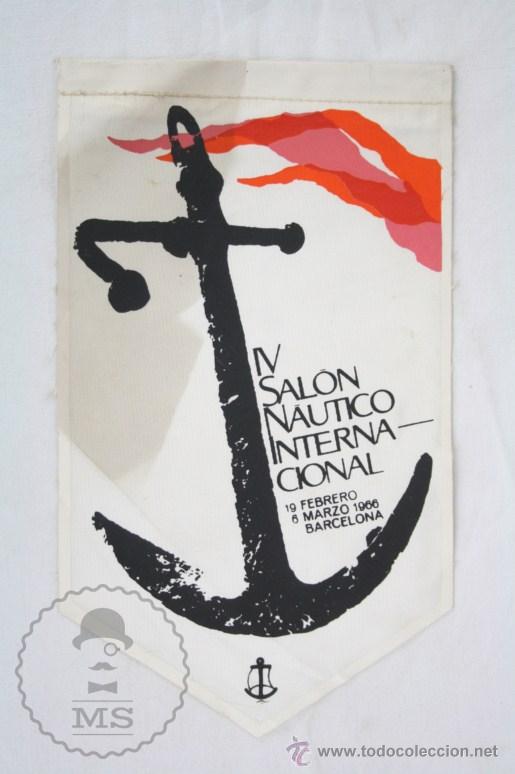 Sammlung von Wimpeln: Bander&iacute;n de Tela, A&ntilde;o 1966 - IV Sal&oacute;n N&aacute;utico Internacional, Barcelona - Medidas 19,5 x 11,5 Cm
