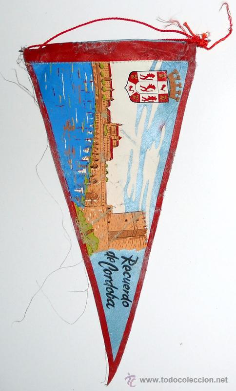 Sammlung von Wimpeln: BANDERIN ANTIGUO de TELA. RECUERDO de C&Oacute;RDOBA. ANDALUCIA. ESPA&Ntilde;A. TURISMO VINTAGE.