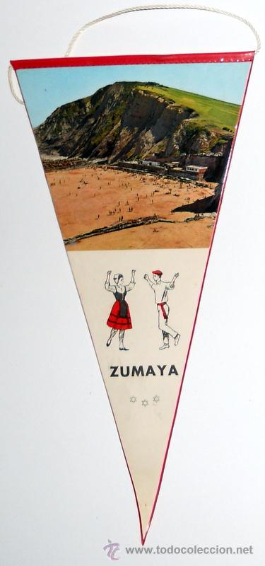 Sammlung von Wimpeln: BANDERIN ANTIGUO PLASTIFICADO. ZUMAYA. PAIS VASCO. GUIPUZCOA. TURISMO VINTAGE.