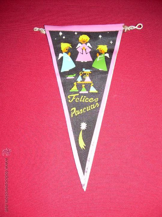 Sammlung von Wimpeln: ANTIGUO BANDERIN CON DIBUJOS DE NAVIDAD - FELICES PASCUAS