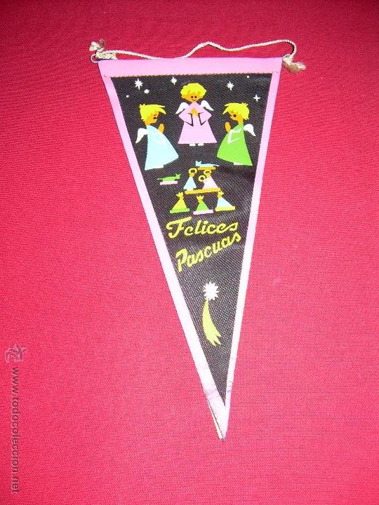 Sammlung von Wimpeln: ANTIGUO BANDERIN CON DIBUJOS DE NAVIDAD - FELICES PASCUAS