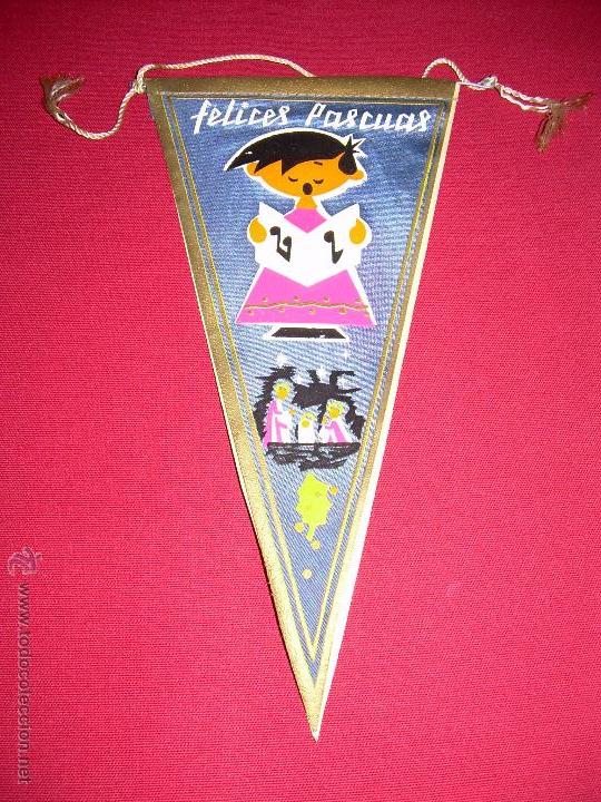 Sammlung von Wimpeln: ANTIGUO BANDERIN CON DIBUJOS DE NAVIDAD - FELICES PASCUAS