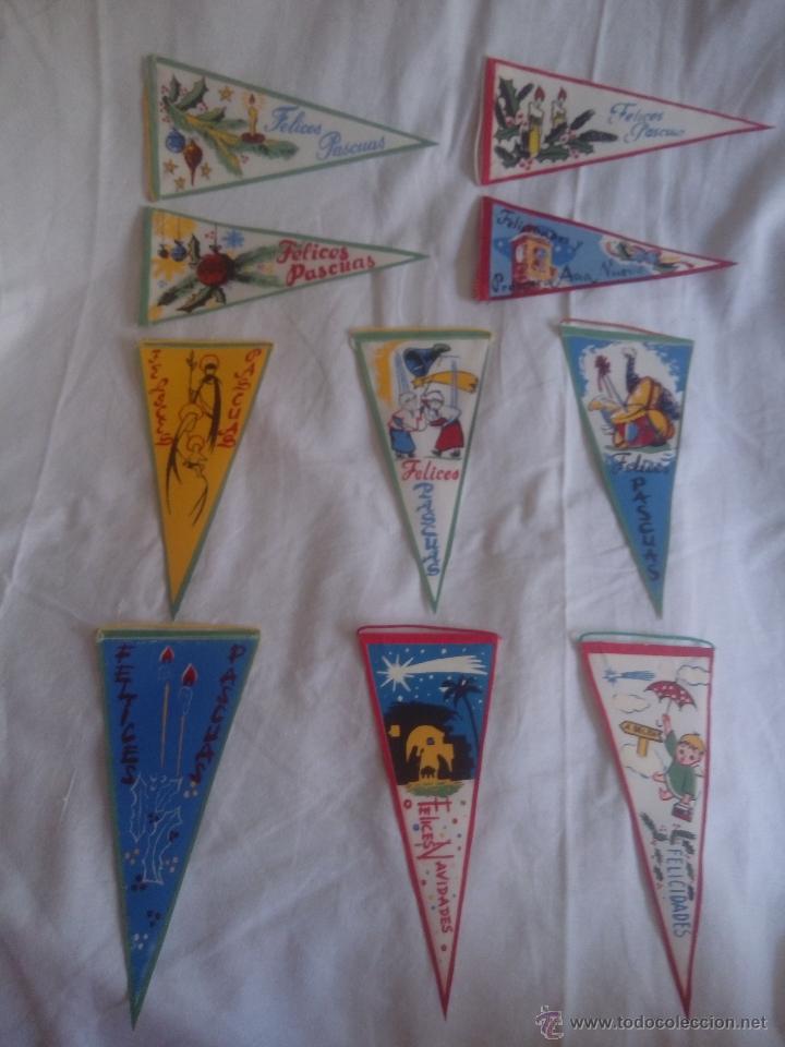 Sammlung von Wimpeln: LOTE 10 BANDERINES DE TELA. FELICITACIONES. A&Ntilde;OS 60.