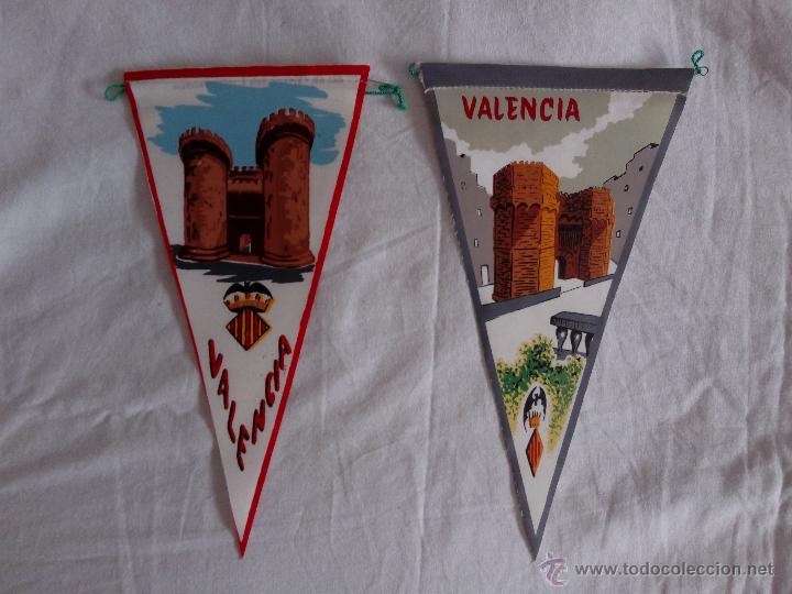 Fanions de collection: LOTE 2 BANDER&Iacute;NES LONA VALENCIA. TORRES DE QUART Y TORRES DE SERRANOS. A&Ntilde;OS 60.