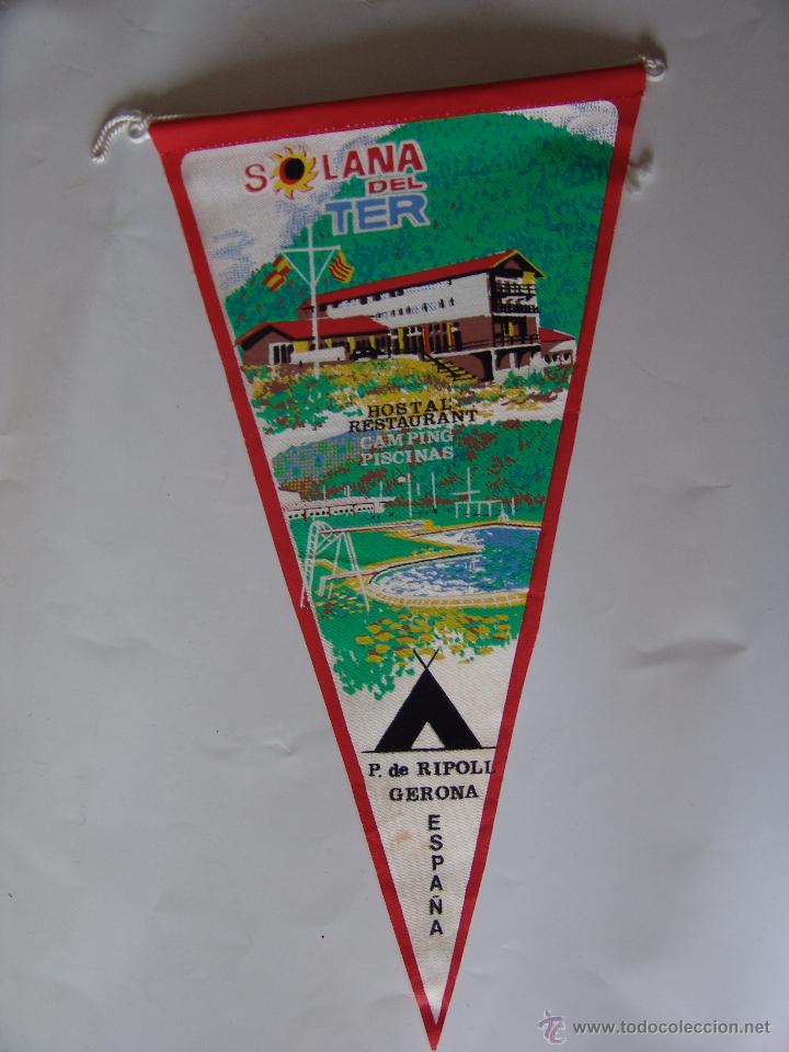 Sammlung von Wimpeln: BANDERIN DE SOLANA DEL TER HOSTAL RESTAURANT CAMPING PISCINAS RIPOLL GERONA A&Ntilde;OS 60-70