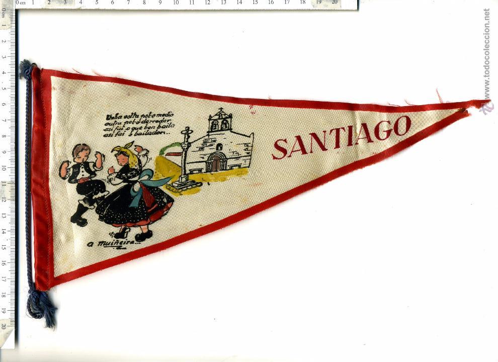 Banderines de colecci&oacute;n: ANTIGUO BANDER&Iacute;N DE TELA DE SANTIAGO
