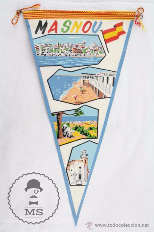 Sammlung von Wimpeln: Bander&iacute;n Tur&iacute;stico - Masnou - Im&aacute;genes / Vistas - A&ntilde;os 60-70 - Medidas 28 x 15 Cm