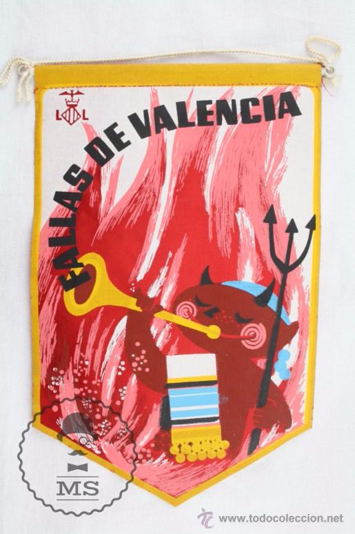 Sammlung von Wimpeln: Bander&iacute;n de las Fallas de Valencia - A&ntilde;os 60-70 - Medidas 23 x 15 Cm