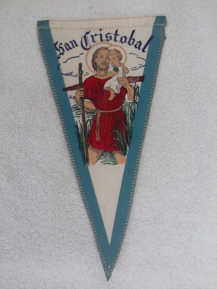Collection pennants: BANDER&Iacute;N LONA SAN CRIST&Oacute;BAL AZUL A&Ntilde;OS 60
