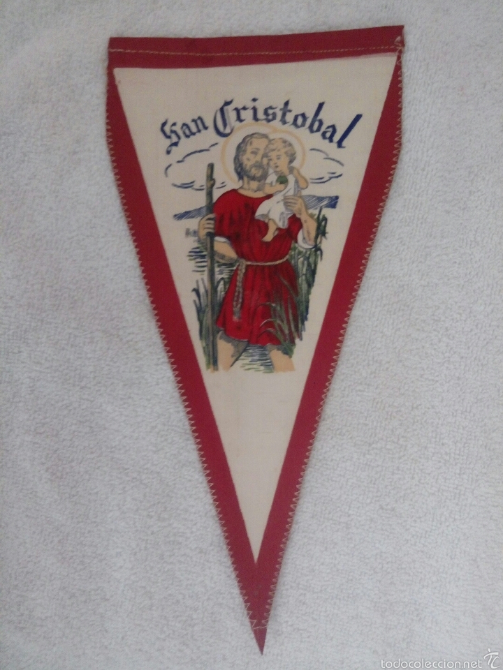 Collection pennants: BANDER&Iacute;N LONA SAN CRIST&Oacute;BAL ROJO A&Ntilde;OS 60