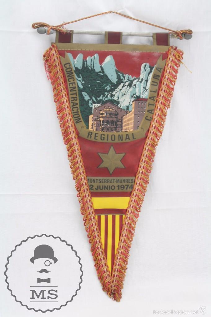 Fanions de collection: Antiguo Bander&iacute;n de Tela - Concentraci&oacute;n Regional Catalu&ntilde;a. Montserrat-Manresa, A&ntilde;o 1974