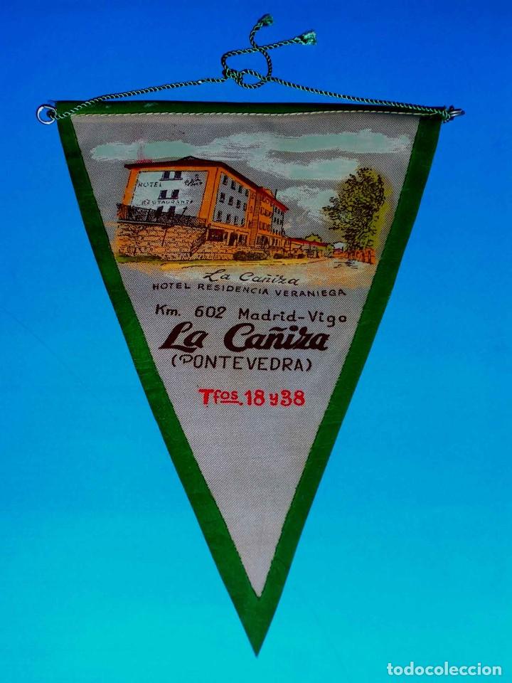 Banderines de colecci&oacute;n: Bander&iacute;n tela, Hotel Reveca Residencia Veraniega La Ca&ntilde;iza, Pontevedra. A&ntilde;os 50.