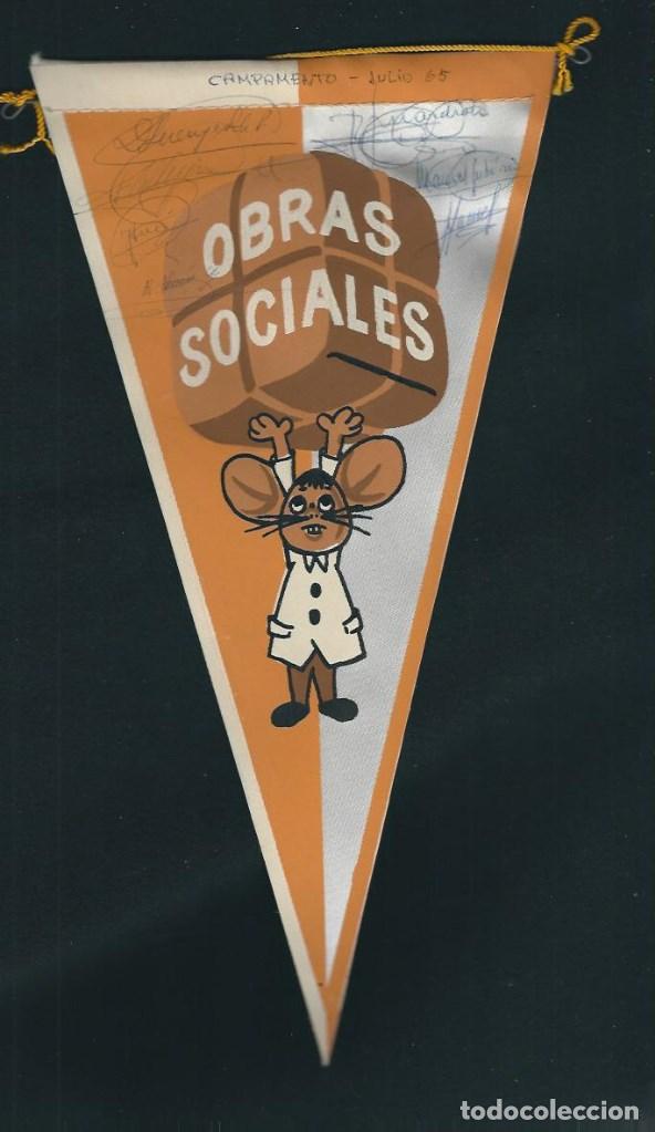 Fanions de collection: AG 50 - BANDERIN DE LA OBRA SOCIALES EN TELA SERIGRAFIADO EN COLOR A&Ntilde;OS 60 PERFECTO
