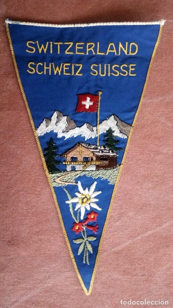 Fanions de collection: BANDERIN BORDADO SWITZERLAND , MEDIDAS 26 X 14 CM