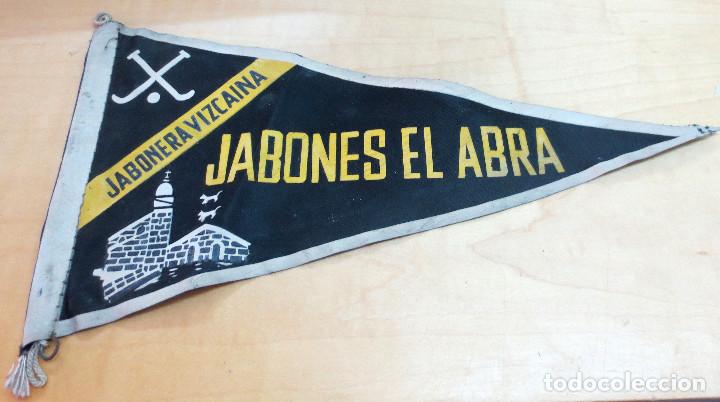 Fanions de collection: BANDER&Iacute;N JABONES EL ABRA JABONERA VIZCA&Iacute;NA A&Ntilde;OS 60